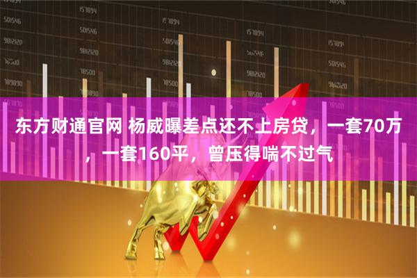 东方财通官网 杨威曝差点还不上房贷，一套70万，一套160平，曾压得喘不过气