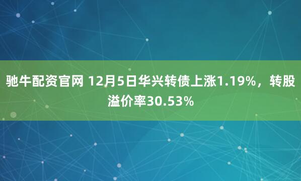 驰牛配资官网 12月5日华兴转债上涨1.19%，转股溢价率30.53%
